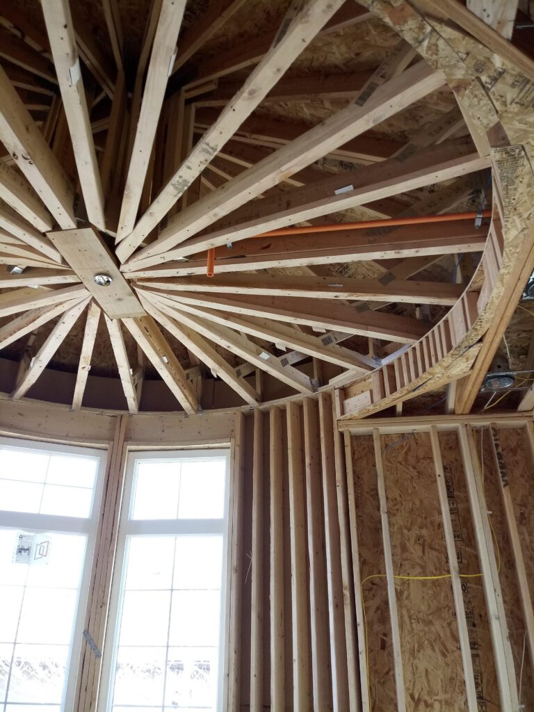 Radial turret ceiling framing, framed by LX