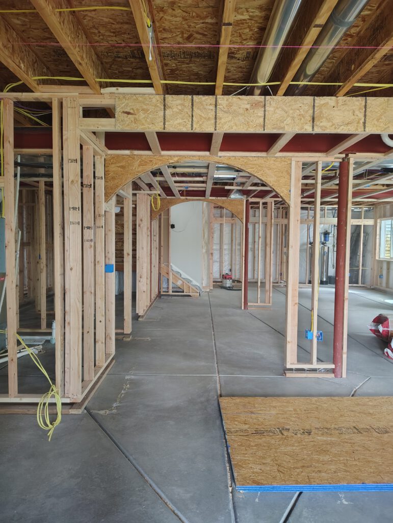 Basement beam and post framing, framed by LX