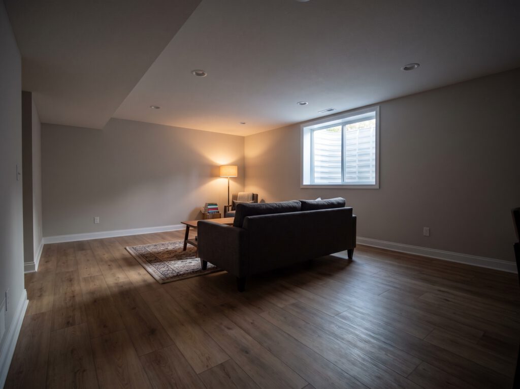 Finished basement living space